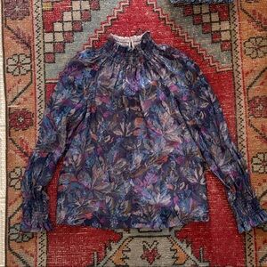Rebecca Taylor Multicolor Leaf Print Blouse
